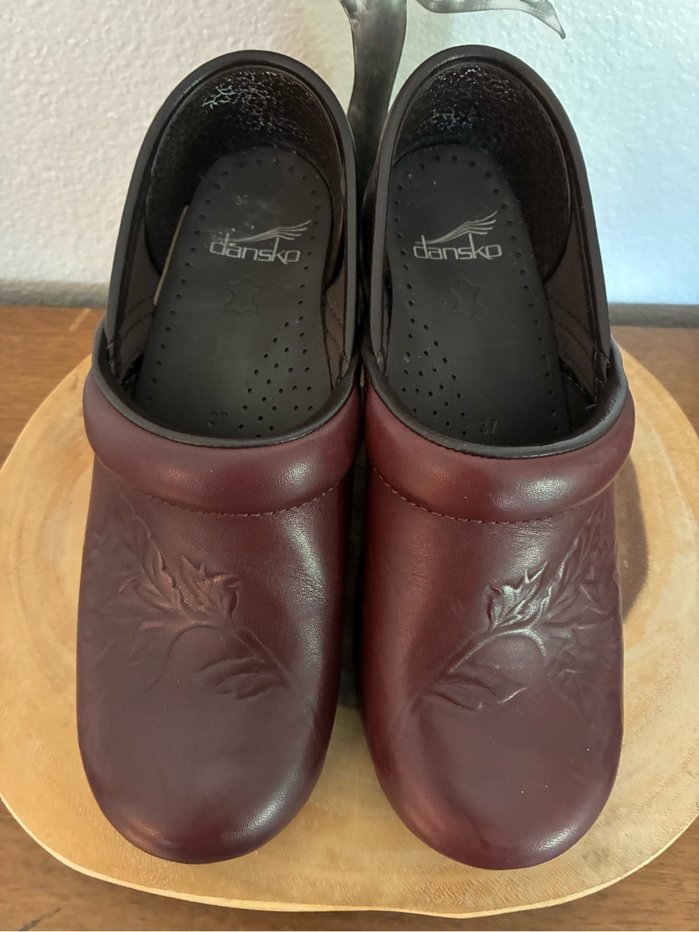 Dansko Women's Burgundy Leather Clog Mules